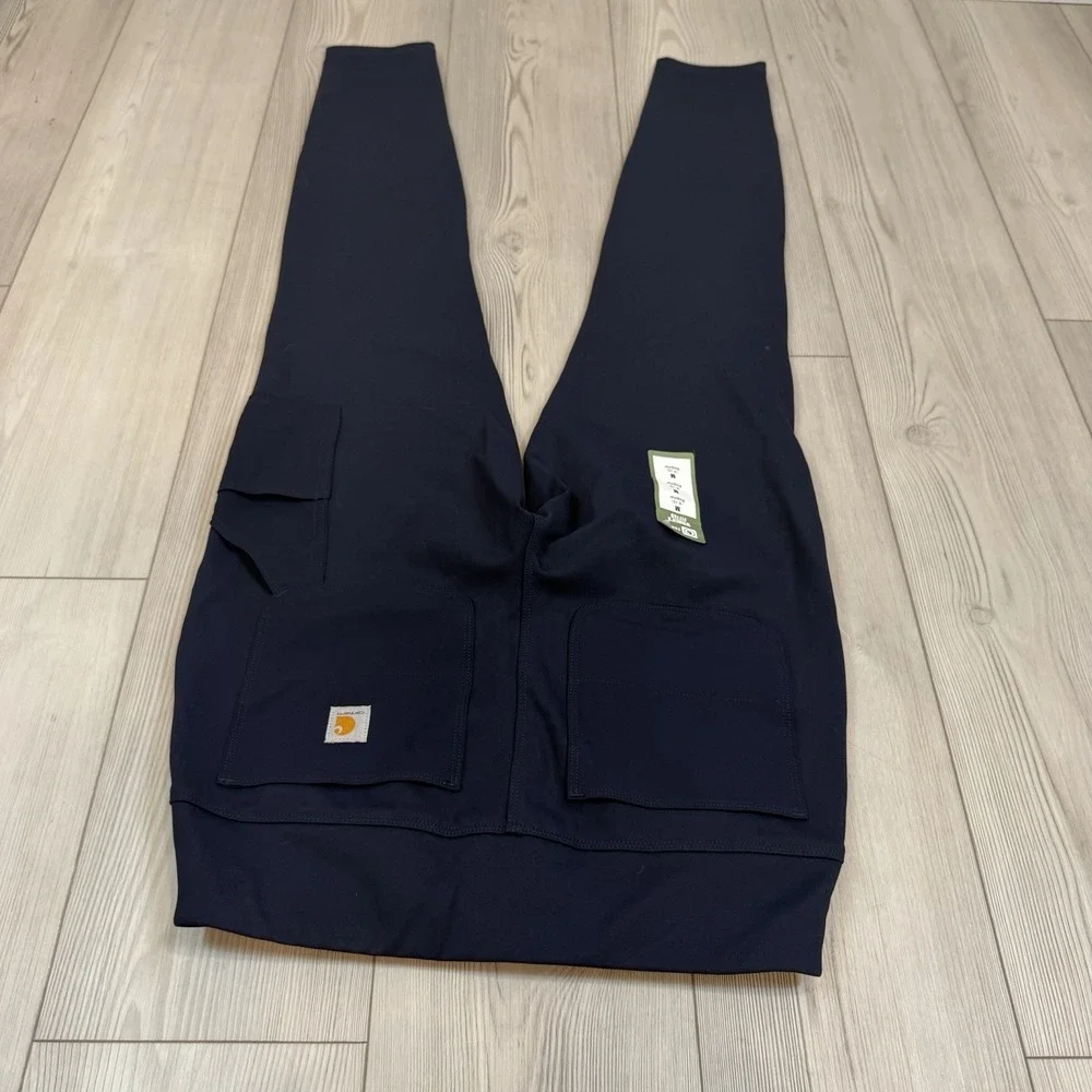 NWT Carhartt 102482 Force Leggings Medium Navy Blue Fitted Cargo Stretch Pockets
